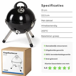 Cheqo® Kogelbarbecue - Houtskoolbarbecue - Houtskool Bbq - Kogel Bbq - Kolenbarbecue - Kogelgrill - Ronde Barbecue - Ronde Bbq - Barbecue Met Deksel - Houtskoolgrill - Draagbare Houtskool Bbq - Draagbare Barbecue — thumbnail 3