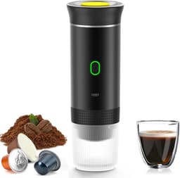 Draagbaar Koffiezetapparaat - 60ml - Capsule Koffie - 12V 6A 72W - Gemalen Koffie - Oplaadbaar - Cups - Auto en Camping - Snelle Verwarming voor Kantoor, Reizen, Camping, Thuis - Zwart — thumbnail 1