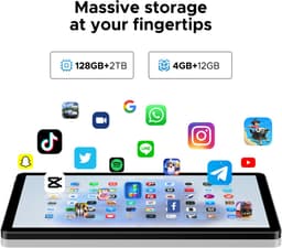 DOOGEE U11 - Tablet - Tablets - 16 GB RAM+ 128 GB ROM/TF 2TB - Android 15 - 11 inth 90 Hz - Dubbele boxluidsprekers - 8580 mAh - Face ID - 5G WiFi - Widevine L1 - GPS - Grijs — thumbnail 3