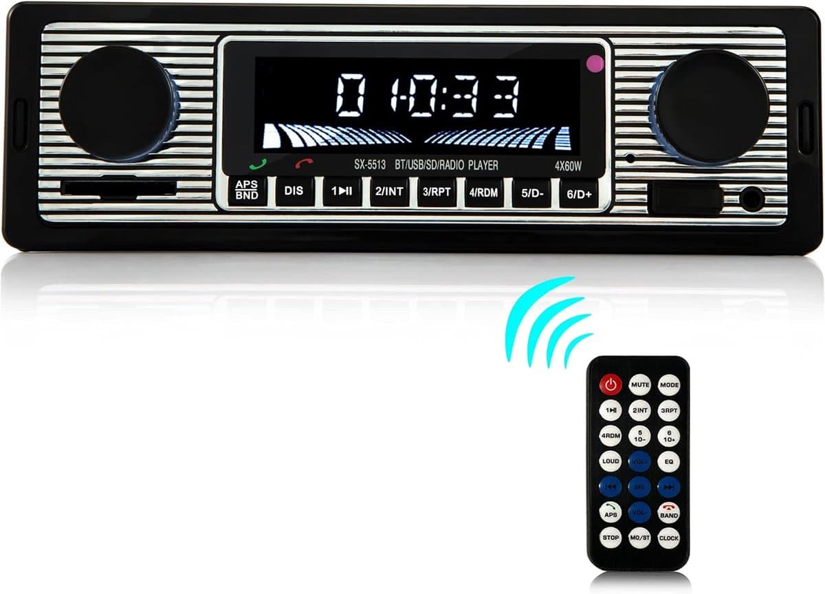 Autoradio Bluetooth 5.0 Autoradio Bluetooth, 1 DIN Autoradio Handsfree Geschikt voor 9-12V Auto FM-radio, Ondersteunt 2 USB/AUX/SD/TF/MP3 1 DIN Autoradio Ondersteunt iOS/Android — afbeelding 1