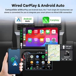 DIN Bluetooth autoradio met CarPlay en Android Auto - 7 inch HD touchscreen autoradio met Mirror Link iOS/Android/FM-radio/USB/EQ - autoradio met achteruitrijcamera — thumbnail 2