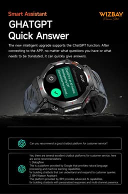 WizBay Premium Select® Smartwatch 1.39 AMOLED - CHATGPT Voice Assist - Bellen - GPS - Altitude Luchtdruk Meter - Kompas - Hart Monitor - O2 Bloeddrukmeter - Multi Sport Modi - Slaap - Message - Smartwatches - Zwarte Case - Zwarte TPU Band — thumbnail 4