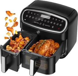 Equivera Dubbele Airfryer - Dubbele Mand - Dual Cook - Heteluchtfriteuse - Verschillende Programma's - Dual Zone - Mega — thumbnail 1