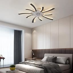 LED Plafondventilator met Licht - Ventilatorlamp Plafond - Kamertemperatuur Regelen - Omkeerbare Stille Motor - 78cm Doorsnede - Zwart — thumbnail 1