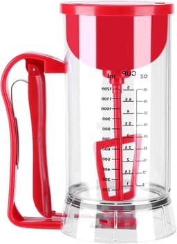 Beslag Mixer Dispenser - Beslag Maker - Bakken Maken - Automatisch Mengen - 1200 ml - Transparant Rood — thumbnail 1
