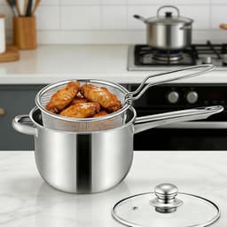 Mini Friteuse - Kookplaat Friteuse - Keuken Frituren - Inductie Geschikt - 2.5 Liter - Zilver — thumbnail 2