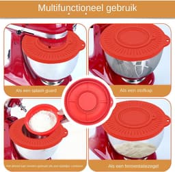 Spatbescherming Mixer - Keukenmachine Deksel - Morsvrij Mixen - 4-in-1 Lekvrij Ontwerp - 4.2-4.7 Liter - Rood — thumbnail 4