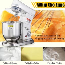 Keukenmixer Standmixer - Bakmachine Deegmixer - Bakken Koken - 3-in-1 Multifunctioneel - 7L Kom - Zilver — thumbnail 5