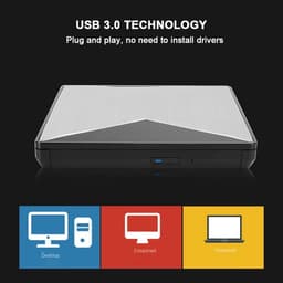 Externe CD/DVD Drive - Draagbare Optische Drive - Bestanden Lezen - Aluminium Legering - 23 x 17 x 3 cm — thumbnail 2