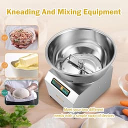 Deegmixer - Kneedmachine Spiraalmixer - Bakkerij Productie - Krachtige 2200W Motor - 5-8 kg - Zilver — thumbnail 5