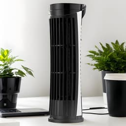 Torenventilator - Stille ventilator - Frisse lucht - Bladloos design - 27 cm hoog - Zwart — thumbnail 5