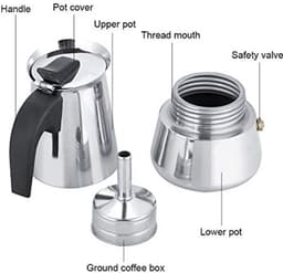 Draagbare RVS Koffiepot Moka Espresso Maker Mocha Pot Ideaal voor Thuis Kamperen & Reizen (100ml) — thumbnail 5