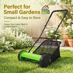 Handmatige Gazonmaaier - Duwmaaier Tuin - Gazon Onderhoud - Verstelbare Hoogte - 40 cm Maaibreedte - Zwart — thumbnail 3