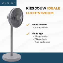 Evolar Smart Ventilator Staand - 30W - Statiefventilator - Ambient Light - WiFi - App & Afstandsbediening - EVO-SF30GW — thumbnail 3