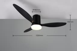 Fantiluxe - Magnus - Plafondventilator met verlichting - Zwart - Ø132cm - Afstandsbediening - Met lamp - Plafond ventilator - Slaapkamer — thumbnail 3