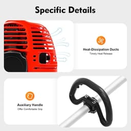 Tuinmachines - Grasmaaier trimmer - Tuinonderhoud - 4-in-1 functie - 25 cm snijbreedte - Rood wit zwart — thumbnail 5