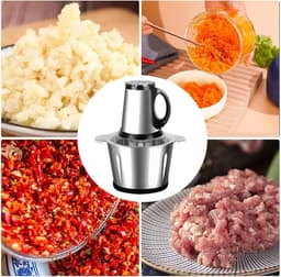 Elektrische Hakmolen - Keukenmachine Mini Foodprocessor - Snel Ingrediënten Snijden - Veelzijdig Multifunctioneel - 19x19x19 cm - Zilver — thumbnail 5