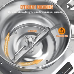 Deegmachine Elektrisch - Brood Mixer - Deeg Bereiden - Krachtige Aluminium Motor - 8kg Capaciteit - Zilver — thumbnail 3