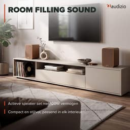 HiFi speakerset - Audizio KS10 - Actieve speaker set - HDMI ARC - Bluetooth - 120W - Houtlook — thumbnail 3