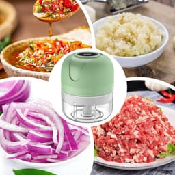 Elektrische Hakmachine - Keuken Gadget - Snel Ingrediënten Verwerken - Draadloos USB Opladen - 250 ml Capaciteit - Cyaanblauw — thumbnail 5