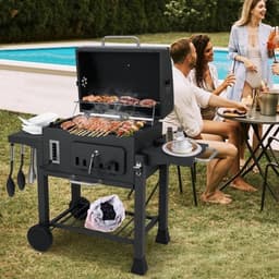 Houtskoolbarbecue – Kolengril – BBQ Grill – Smoker – Barbecue – 1395 cm² Kookoppervlak – 2 Opvouwbare Zijtafels — thumbnail 3