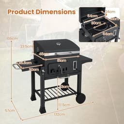 Houtskoolbarbecue – Kolengril – BBQ Grill – Smoker – Barbecue – 1395 cm² Kookoppervlak – 2 Opvouwbare Zijtafels — thumbnail 2