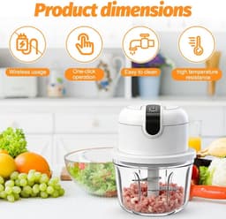 Keukenmachine - Mini hakker - Ingrediënten bereiden - Compact ontwerp - 1.5 liter - Zilver — thumbnail 4