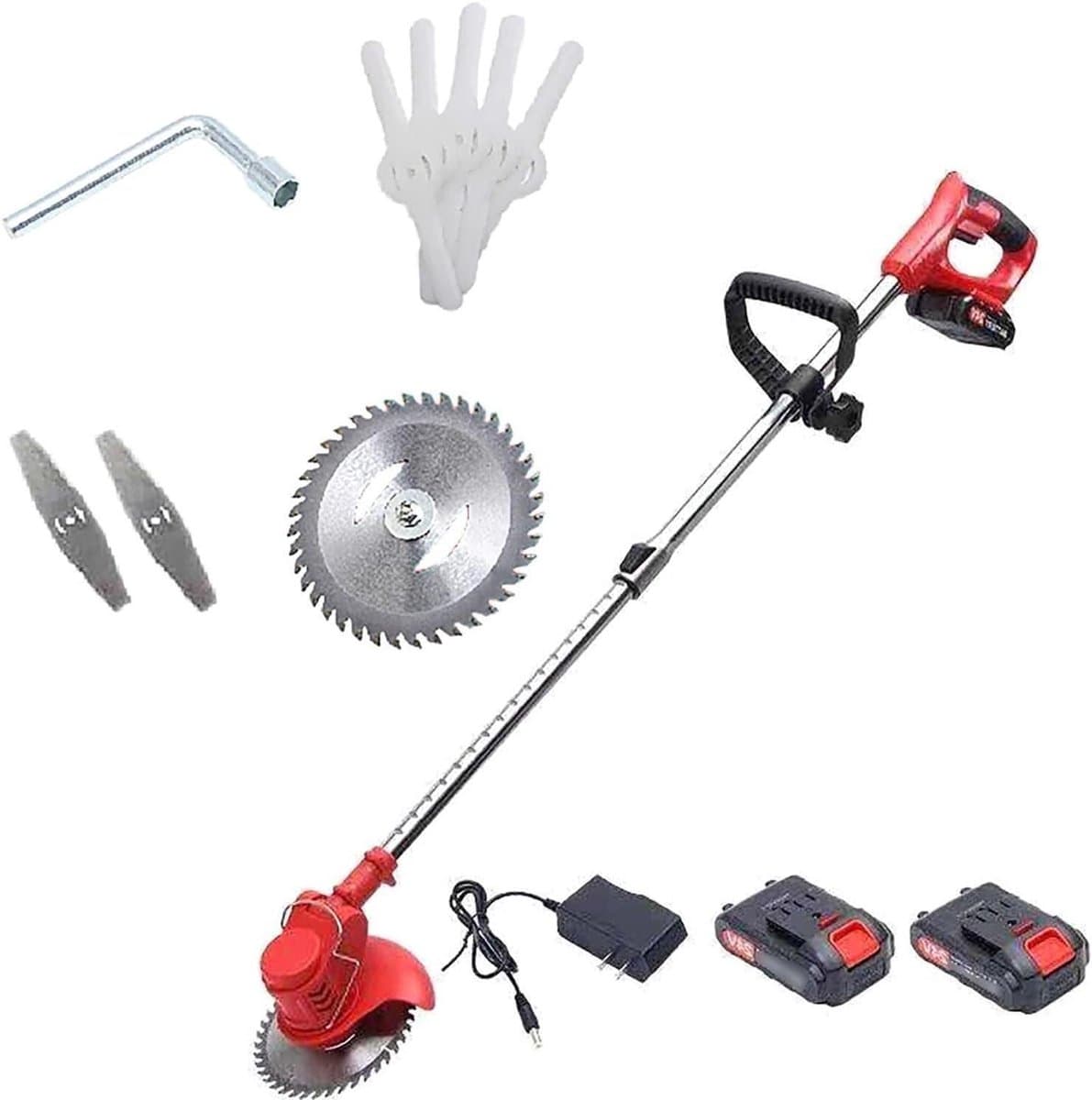 Elektrische Grasmaaier - Accu Trimmer - Gazon Onderhoud - Verstelbare Steel - 30cm Snijdiameter - Zwart — afbeelding 1