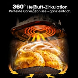 Heteluchtfriteuse XXL - Airfryer Keuken - Gezinsmaaltijden Bereiden - 9 Liter Capaciteit - 2350 Watt - Zwart — thumbnail 4