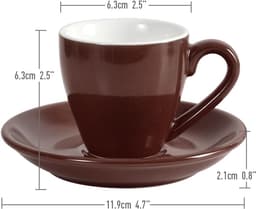Espresso Kopje - Koffiekopje met schotel - Koffie Genieten - Pro-Grade porselein - 80 ml - Bruin — thumbnail 4