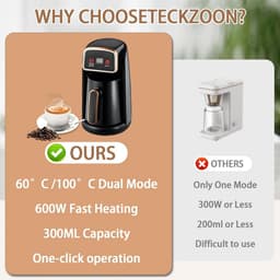 Automatische Koffiezetter - Elektrische Mokkapot - Authentiek Koffie Maken - Dubbel Verwarmingssysteem - 300 ml Capaciteit - Zwart — thumbnail 5