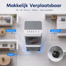 Rosnek Mobiele Luchtkoeler 32L - Aircooler met Afstandsbediening - 30 Uur Koeltijd - Stille Verdampingskoeler - 120° Zwenkfunctie - Timer - Aromafunctie - Voor Slaapkamer Woonkamer Garage Camper - Wit/Grijs — thumbnail 2
