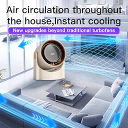 Bladloze turbo ventilator - 100 standen met display - Oplaadbaar USB - Wandmontage mogelijk - Draagbaar — thumbnail 3