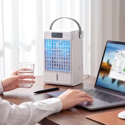 ECTEATOY® Ventilatoren - Draagbare Luchtkoeler 4-in-1 - Mini Airco met Waterkoeling & Luchtbevochtiger - 1.5L Waterreservoir - 4 Snelheden - Timer - Slaapkamer & Kantoor — thumbnail 4