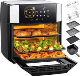 Heteluchtfriteuse - Airfryer - Gezond Frituren - Snelle Bereiding - Grote Capaciteit - Zwart — thumbnail 1