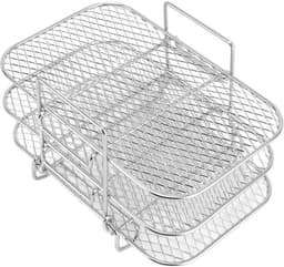 Dailygoods- Air Fryer Rack 3-laags - Roestvrij Staal - Stapelbaar - Magnetron/Oven Veilig - Geschikt voor Bakken - Verbeterde Luchtcirculatie - Kookrek — thumbnail 1