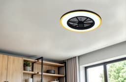 REALITY VARPULA - Ventilator - Zwart-goud - incl. 1x SMD 28 W - Afstandsbediening - Geintegreerde dimmer - Traploos instelbare lichtkleur - Zomer- en wintermodus - 6 snelheidsniveaus — thumbnail 5