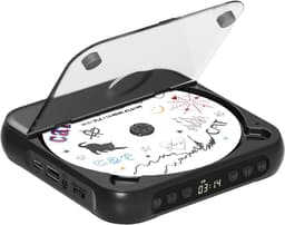 CD speler-Draagbare CD Speler- USB en AUX Aansluiting -met Bluetooth Zender en Ontvanger - Oplaadbaar - Ingebouwde HiFi Speakers - Ondersteunt USB en AUX -Zwart — thumbnail 4