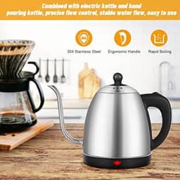 1,2L elektrische gooseneck koffiekan, roestvrijstalen elektrische hittebestendige theemaker met antislip gooseneck handgieten koffie 1360 watt snelle verwarming — thumbnail 2