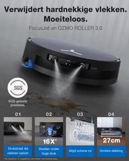 ECOVACS DEEBOT X12 OmniCyclone Robotstofzuiger – FocusJet 46.000 Pa vlekbehandeling – Herbruikbare stofbak – PowerBoost snelladen– 22.000 Pa zuigkracht – OZMO Roller 3.0 – ZeroTangle 4.0 – AIVI 3D 4.0 – 75°C heet water – 1.000 m² — thumbnail 5
