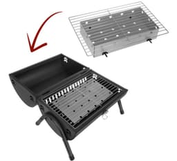 MOZY® - Tafel Barbecue - Zwart - Inclusief Thermometer - met Aslades - Handvat - Compact - Camping Barbecue - Tafelbarbecue - Houtskoolbarbecue — thumbnail 3