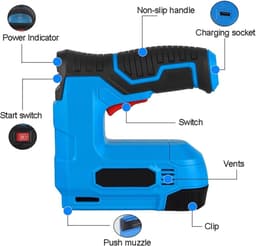 Stapler, Electric Shooting Hammer Cordless Stapler with 1500mAh Lithium Battery USB Rechargeable Staple Gun Furniture Wooden Frame DIY Tool for Woodworking, Professional and DIY — thumbnail 5