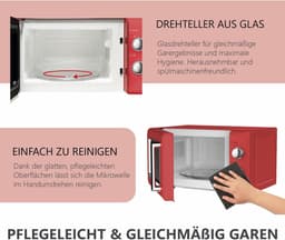 Retro Magnetron – Compacte Magnetron – Vintage Magnetron – Keuken Magnetron – Elektrische Magnetron – 20 Liter Inhoud – 700 Watt Vermogen – 6 Stands – Timer Met Eindsignaal – Rood Met Verchroomde Knoppen — thumbnail 4