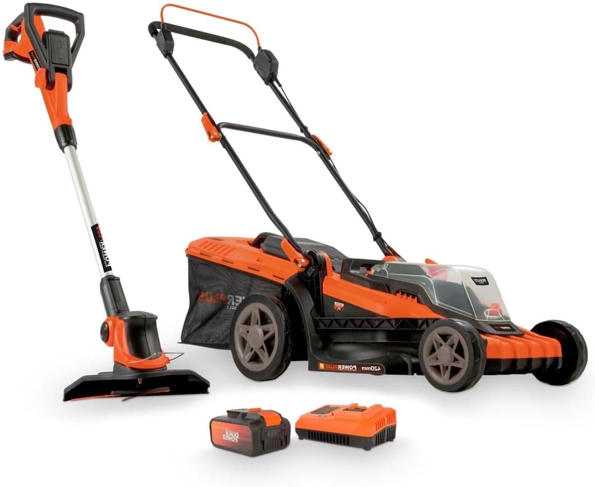 Accu Grasmaaier – Elektrische Grasmaaier – Tuinmaaier – Draadloze Grasmaaier – Grastrimmer – 40 V 420 mm Maaibreedte – 20 V 240 mm Trimmerdiameter – Inclusief Accu en Oplader — afbeelding 1