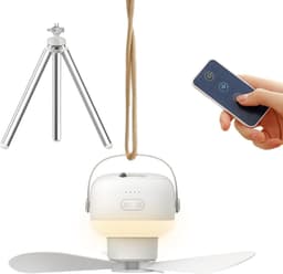 Ventilator met Licht - Oplaadbare Campinglamp - Buiten Bijeenkomsten - Krachtige 7200 mAh Batterij - 26cm Diameter — thumbnail 4
