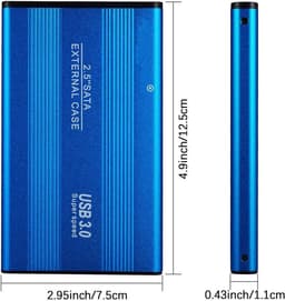 Externe Harde Schijf - Draagbare Opslag - Bestanden Opslaan - Ultra Slank Aluminium - 2 TB - Blauw — thumbnail 4