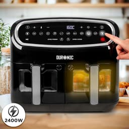 Heteluchtfriteuse - Airfryer Lades - Gezond Koken - Dubbele Kookzones - 9 Liter Capaciteit - Zwart Zilver — thumbnail 4