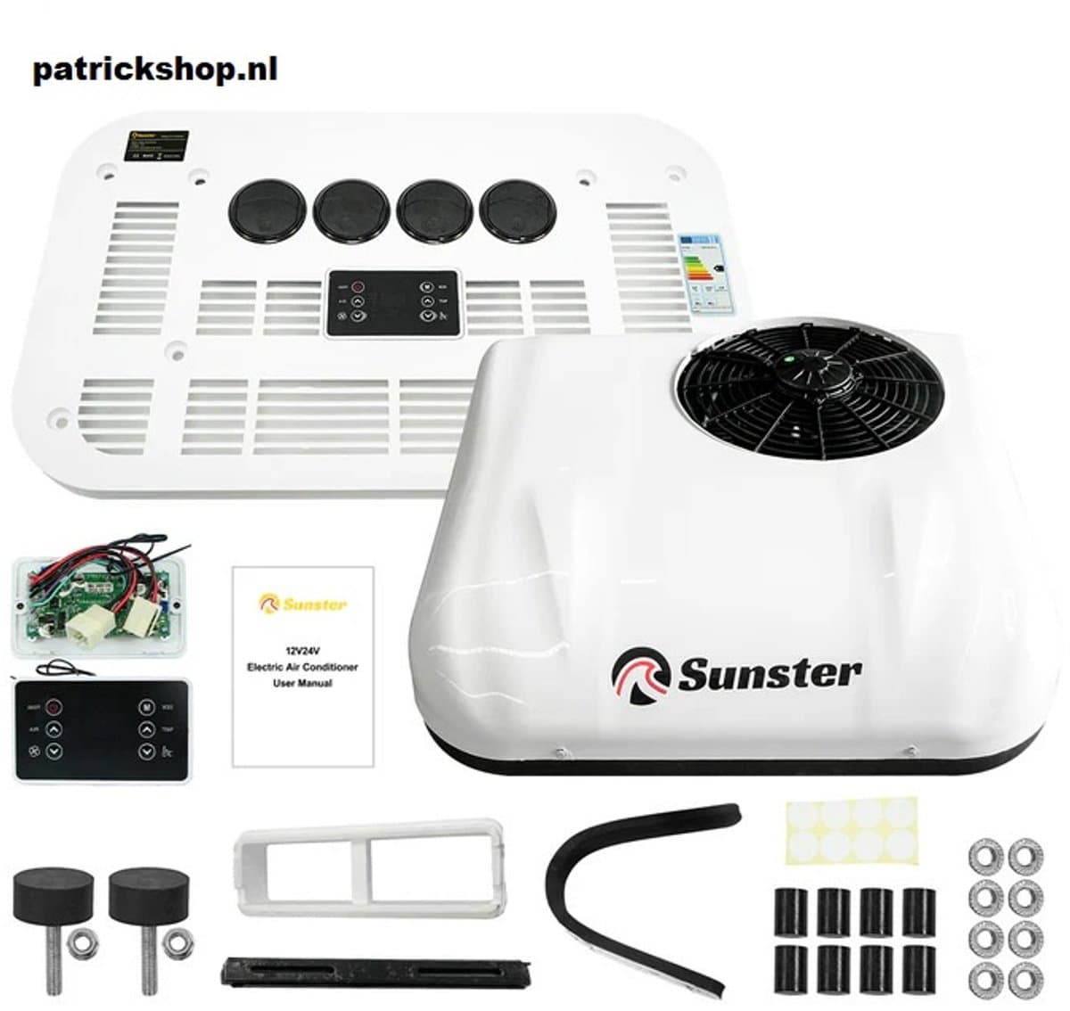 Sunster Dak Airconditioner - Air conditioning - 10000 BTU - 150-400m³/u - 1-3KW - 12V Efficiënte Koeling, Met Afstandsbediening, voor RV, camper, Vrachtwagens, Boten — afbeelding 1
