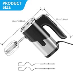 Elektrische Handmixer 800W met 5 Snelheden en Kneedhaken voor Bakken — thumbnail 3