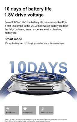 Knobbout 1.43" Scherm AMOLED-scherm met 3D-ontwerp Smartwatch - Slimme opnamefunctie- 4 GB interne opslag - MP4-video-ondersteuning - Nieuwste ATS3085S Gen 2-chipset - Ingebouwde kompasfunctie - Bruine lederen + blauwe siliconen horlogeban — thumbnail 2